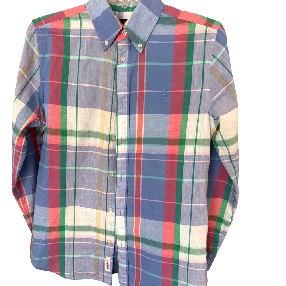 Polo Ralph Lauren multicolored‎ plaid Oxford shirt  button-down pony logo M